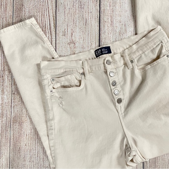 Gap High Rise Distressed Legging Jeans w/ Button Fly - Picture 5 of 10